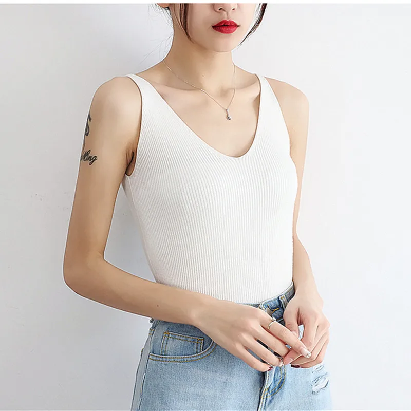 Модный вязаный крючком Топ Camisole Сексуальная женская летняя футболка без рукавов