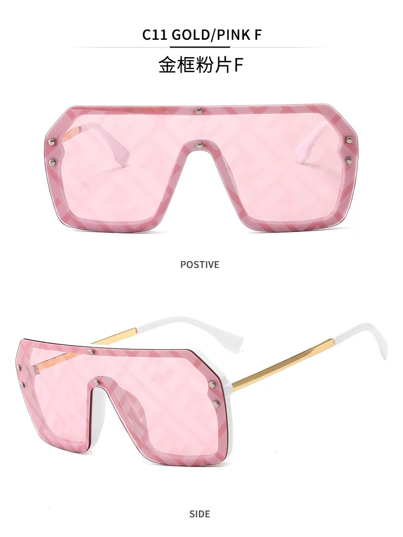 Новинка, женские солнцезащитные очки с буквой F, металлическая полуоправа, соединенные Модные солнцезащитные очки с оправой, европейские и американские Солнцезащитные очки 699