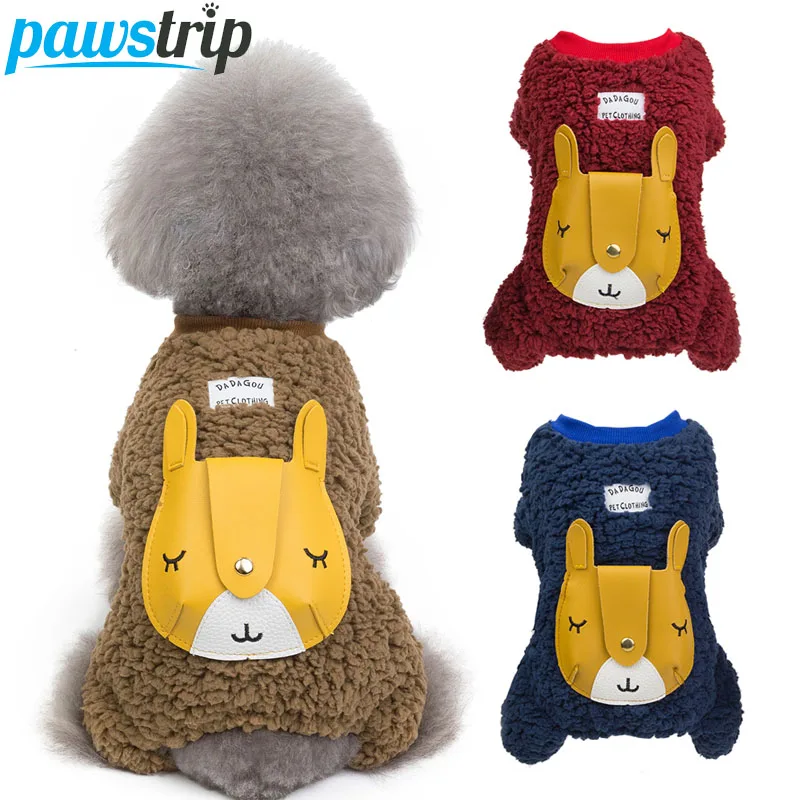 

Soft Fleece Dog Jumpsuit Warm Dog Clothes Winter Dog Coat Pet Winter Clothing For Small Dogs Puppy Outfits WIth Storage Backpack