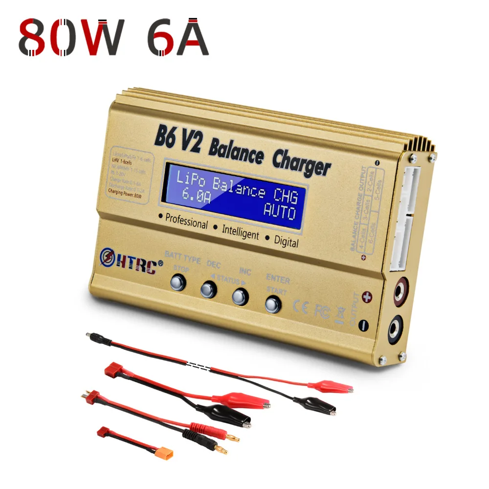 HTRC зарядное устройство imax b6v2 80 Вт LiPo Батарея Зарядное светодиодный баланс Dis 6A для