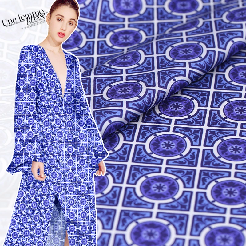 19 мм эластичные атласная шёлковая ткань метр 108 см цифровой струйный Шелковый Ткань атласное платье рубашка печатная ткань шелковая ткань