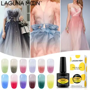 Billig Lagunamoon 8ML Temperatur Ändern Neon Gel Nagellack UV LED Tränken Weg Lack Lack Maniküre Nagel Kunst Salon