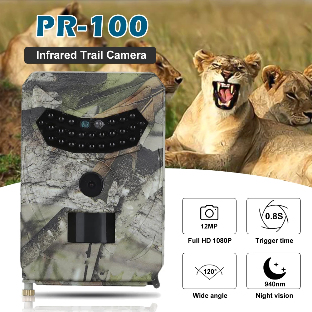 12MP 1080P охотничья камера Outlife PR-100 Trail Водонепроницаемая камера для дикой природы, для улицы, ночное видение, фото ловушки, камера для слежения, s видео