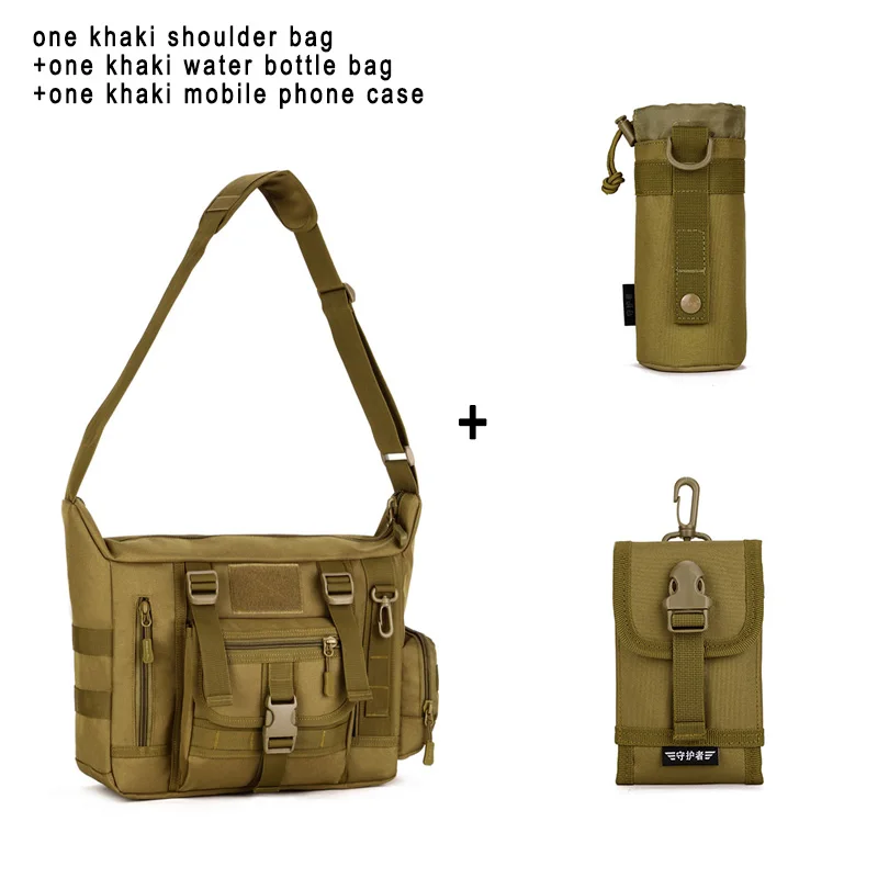 khaki set 2 Ноутбук с диагональю 14 дюймов Водонепроницаемый Слинг сумки на ремне, Тактическая Военная Сумка через плечо для мужчин, активный отдых, путешествия, скалолазание сумка - Цвет: khaki set 2