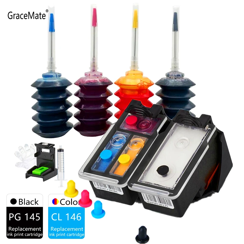 INKMATE Nachfülltinte für Canon PG145 PG146XL CL146 CL146XL Tintenpatronen für PIXMA IP2820 MP230 MX340 MX350 IP2810 MG2410 5 Stück INKMATE Nachfülltinte für Canon PG145 PG146XL CL146 CL146XL Tintenpatronen für PIXMA IP2820 MP230 MX340 MX350 IP2810 MG2410 5 Stück