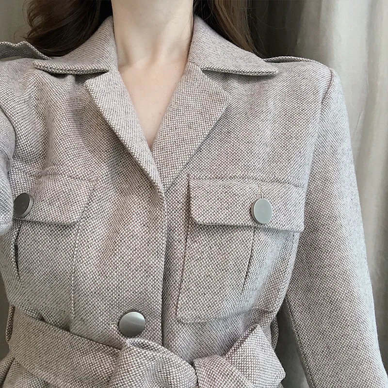 LANMREM однотонное однобортное Женское пальто прямые брюки женский офисный костюм простая Мода осень зима TV223