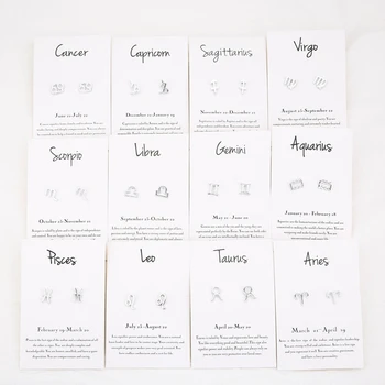 Todorova 12 Constellation Stud Earrings for Women Zodiac Sign Jewelry Astrology Leo Libra Aries Earrings Birthday Gifts