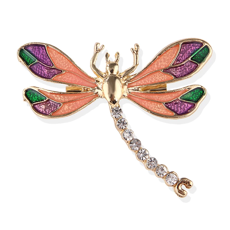HOT Enamel Crystal Dragonfly Brooch Insect Crystal Scarf Pin Brooches Fashion Jewelry Women
