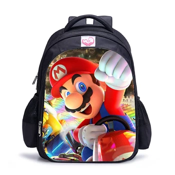 

16 inch Mario Bros Sonic Hedgehog Children Backpack Cartoon Schoolbag Boys and Girls Orthopedic Backpack Mochila Escolar