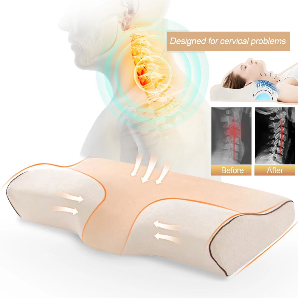 Ортопедическая подушка из пены с эффектом памяти, постельные принадлежности для сна, подушка для шеи, мягкая Массажная подушка из волокна с медленным отскоком для шейного отдела, забота о здоровье