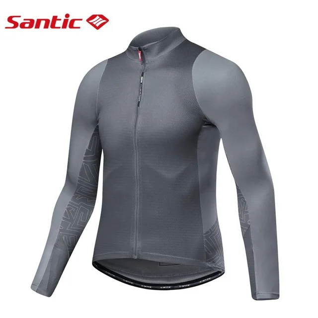 Only Jersey-Gray Santic PRO мужские велосипедные комплекты с длинным рукавом, велосипедные Джерси с подкладкой из губки для горного велосипеда, велосипедные штаны с УФ защитой от солнца, велосипедные штаны - Цвет: Only Jersey-Gray