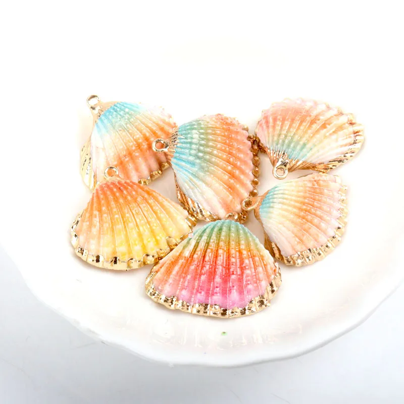 5 designs Gold plating DIY conch Colorful Natural Seashells Decorations Scallop conch Crafts Decor Ornament 5Pcs