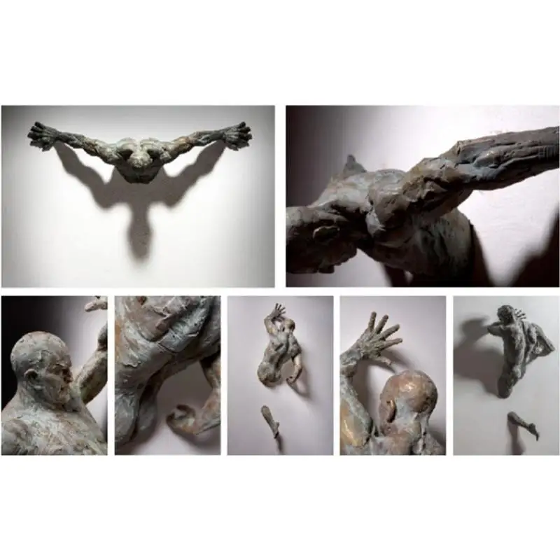 B antique sculpture on wall art bronze statue resin vintage style home