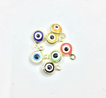 

Eruifa 20pcs 6mm Gold Edge Mini Plastic Resin Eye Charms Pendant Jewelry DIY Hand making Earring Necklace Bracelet