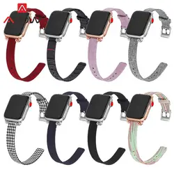 Тканый нейлоновый холщовый ремешок для часов для Apple Watch Series 3 2 1 38 мм 42 мм женский новый ювелирный ремень браслет ремешок для iwatch 4 40 мм 44 мм