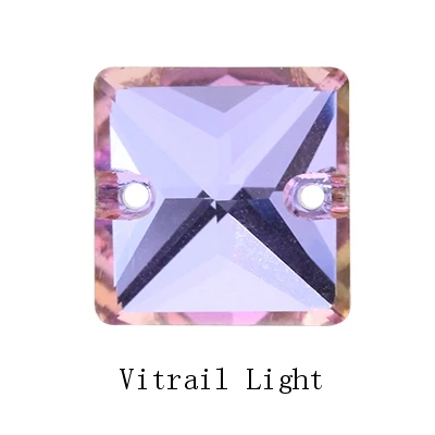 Vitrail Light Блестящий мерцающий Фиолетовый Синий K9 стеклянный квадратный пришить стразы плоские назад хрустальные стразы, горный хрусталь пуговицы для шитья на изготовление одежды - Цвет: Vitrail Light