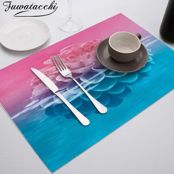 

Fuwatacchi Flower Placemat For Dining Table Rectangle Table Mats for Restaurant Waterproof Drink Coasters Tea Party Decorations