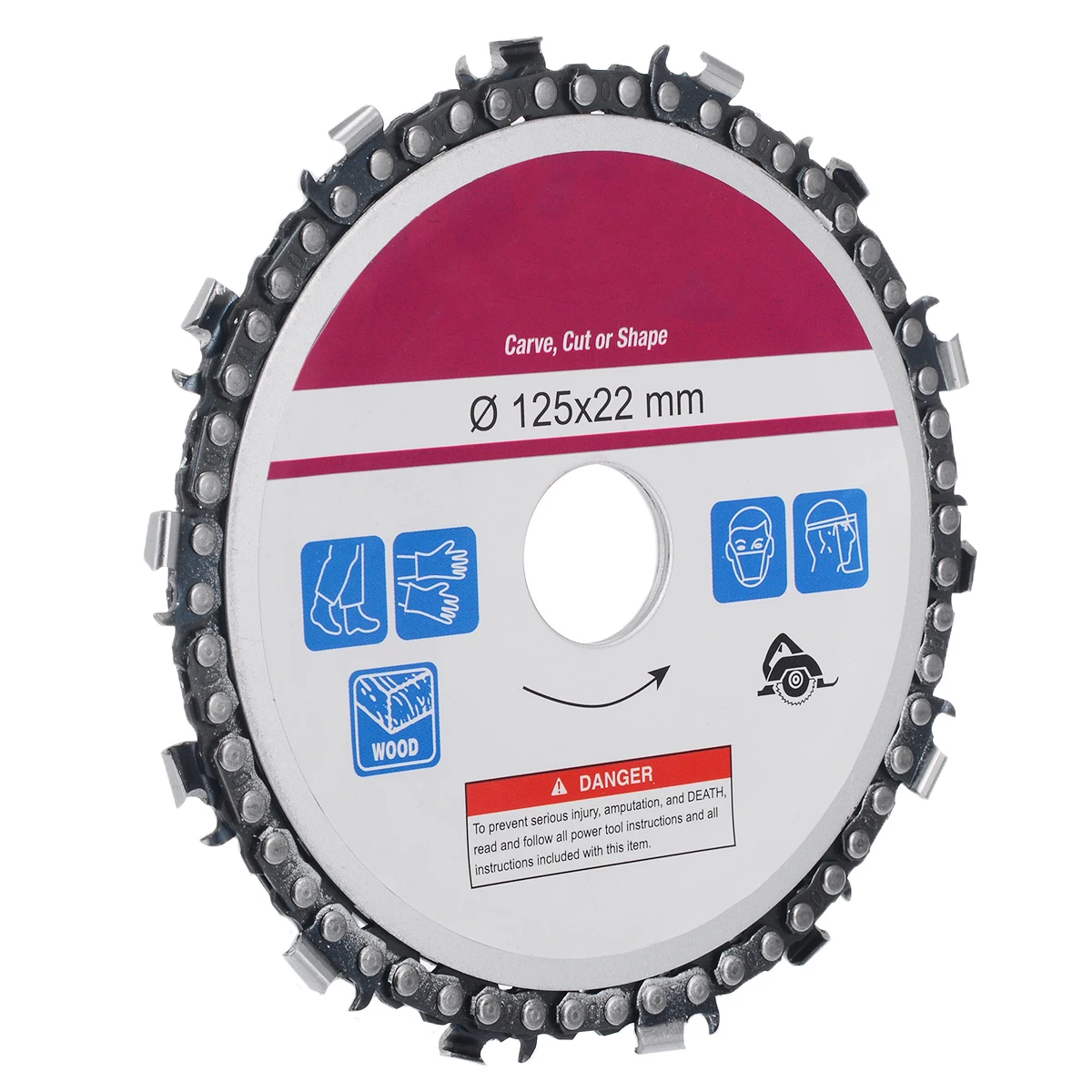 5 Inch Diameter 22mm Arbor Wood Carving Disc 14 Tooth Cut Chainsaw Disc for Angle Grinders Cut Carve Shape