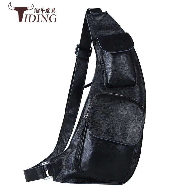 

Tiding Import Full-grain Leather Crossbody/shoulder Bag Chest Pack Wallet Enhanced Version of Multi-functional MEN'S Real-leathe