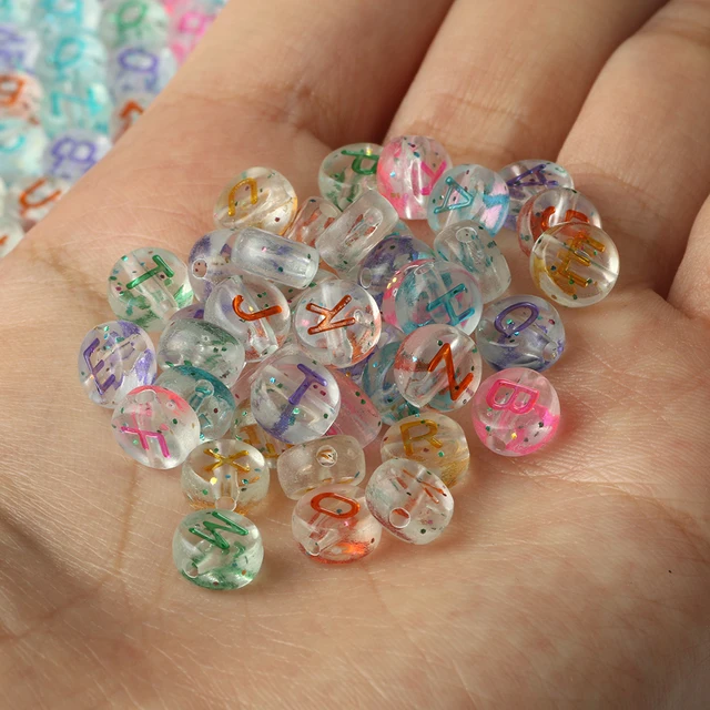Mixed Letter Acrylic Beads Round Flat Alphabet Digital Cube Loose Spacer Beads For Jewelry Making Handmade Diy Bracelet Necklace Star Mixed