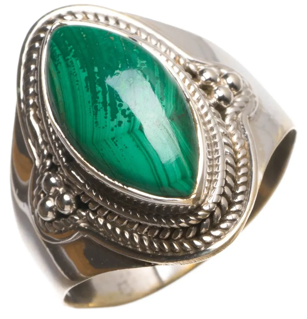 Natural Malachite Handmade Indian 925 Sterling Silver Ring US size 8.5 T5852 | Украшения и аксессуары