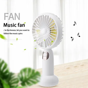 

ELOOLE Mini Portable Hand Electric Fan With Bluetooth Speaker Rechargeable Ventilador Fan 3 Speed Regulation Fan With lanyard