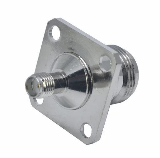 

N To SMA Connector N Female To SMA Female 4 Hole Flange Panel Mount 25 * 25 mm RF Coaxial Adapters