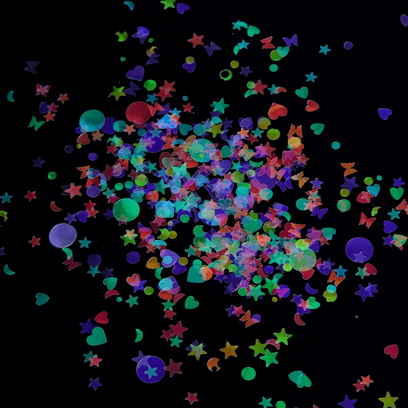 1 коробка голографическое искусство ногтей Блеск микс Звезда круглое сердце хлопья зеркало с русалкой неровные блестки пайетки для поделок дизайн ногтей Декор