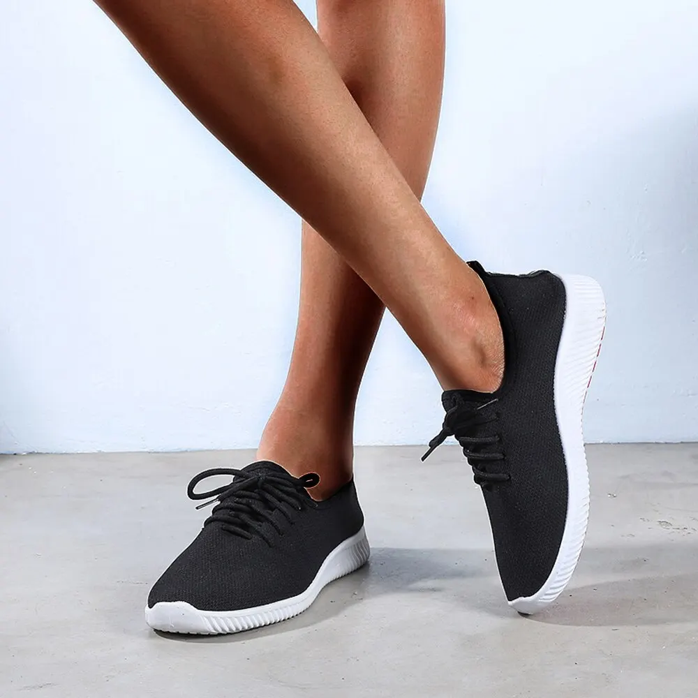 SHUJIN/женские кроссовки; уличная спортивная обувь для бега; сетчатая повседневная обувь с легкой подошвой - Цвет: Black