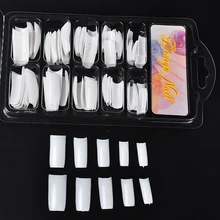 

100pcs/box Clear Transparent Seamless Fake Nails Full Coverage False Nails Tips Short T-shaped Water Drop Full Sticker For Nails