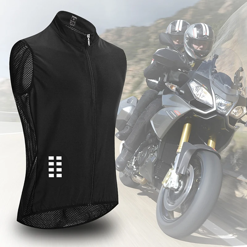 

Mountain bike running sleeveless black vest Waterproof breathable cycling vest Reflective safety tips Men clothing sport equipme