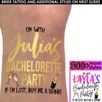 

10pcs Custom your text Bachelorette Party Tattoos,Personalized bachelorette tattoos,bridesmaid gift,bride tribe,gold temporary