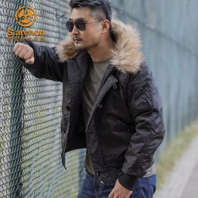 Chaqueta de plumas N2B para hombre, abrigo militar canadiense con capucha de piel, gabardina cálida de camuflaje, táctica para exteriores, del Ejército Coreano para invierno|Chaquetas de senderismo| - AliExpress