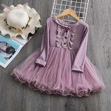 Осенне-зимние детские платья с длинными рукавами для девочек, повседневная одежда, вечерние платья-пачки, платье принцессы, детская одежда для 3-8 лет