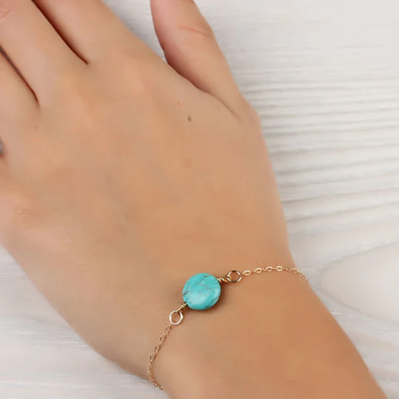 Женские браслеты с натуральным зеленым опалом Boho модные золотистого и