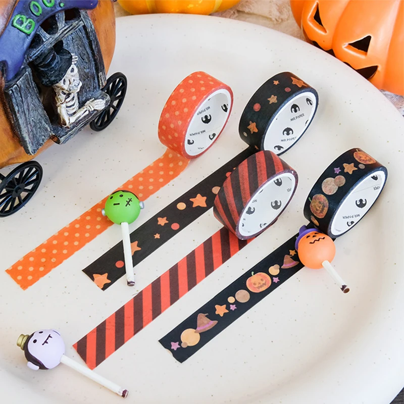 

4Pcs Halloween Washi Tapes DIY Scrapbooking Handbook Masking Tapes pumpkin Skeleton skull calendar School Supply Gift Paper tape