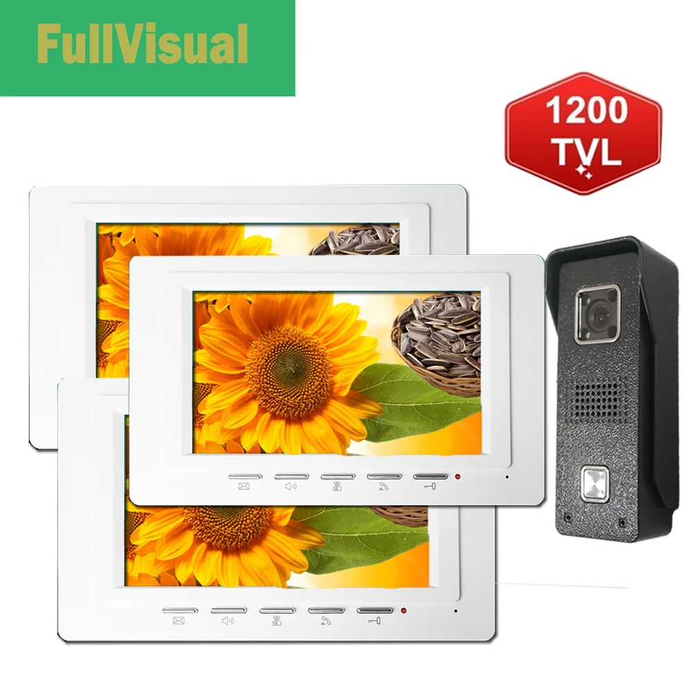 Fullvisual 7 Inch Wired Video Door Phone 1 to 3 Video Doorbell Intercom Waterproof Metal Outdoor Panel 1200TVL Unlock Door Fullvisual 7 Inch Wired Video Door Phone 1 to 3 Video Doorbell Intercom Waterproof Metal Outdoor Panel 1200TVL Unlock Door