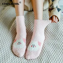 Рождественские забавные носки для животных в стиле Харадзюку, Коралловая флисовая грелка, милые носки для женщин, Divertidos, креативные носки-тапочки, милые Calcetines