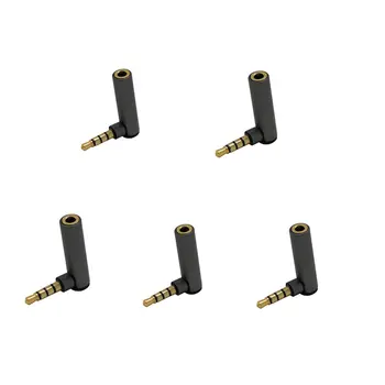 

5 pcs 90 Degree Elbow 3.5mm Right Angle Male To Female Header Adapter 4 Section L Headphone Audio Converter 3.5mm Male To Female