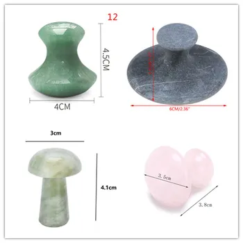 

1PCS Mushroom Jade Roller Therapy Natural Jade /Bian-Stone Facial Neck Healing Slimming Massager Rose Quartz Lift Skin Tools