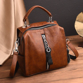 

New 2020 Leather Backpack Women Multifunction Shoulder Bookbags Crossbody Bag Cute Fashion Backpack Girl Rucksack Bag Big Tote