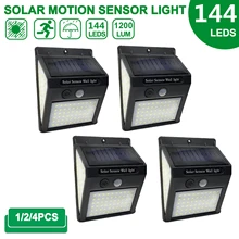 Lampe solaire à 144 ou 100 LED avec détecteur de mouvement, imperméable, alimentée par le soleil, luminaire décoratif d'extérieur, idéal pour un jardin 