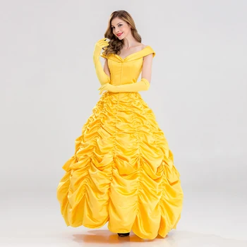 

Fantasia Halloween Cosplay Adult Princess Belle Costume Long Dress Women Southern Beauty and the Beast Costume
