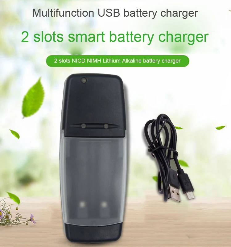 2 Slots smart Nicd charger for AA AAA NICD batteries 14500 10440 lithium li-ion AA AAA Alkaline Rechargeable battery charger