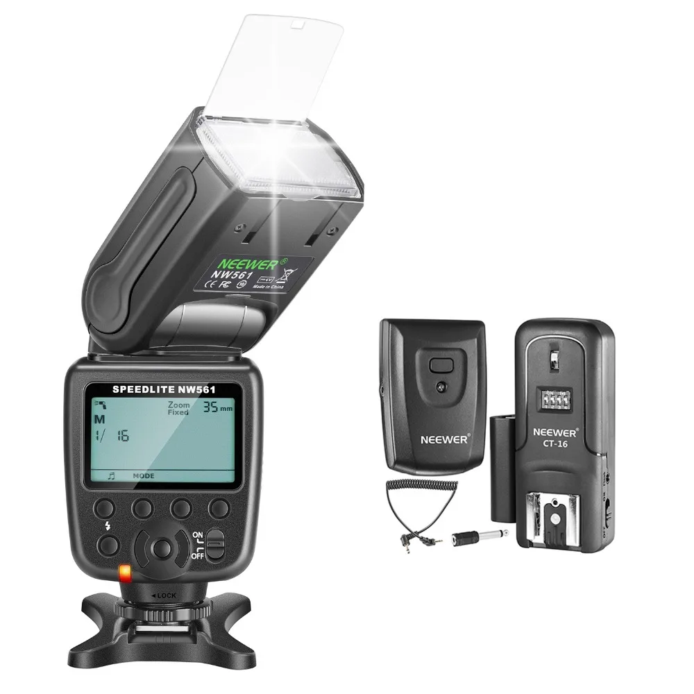 Neewer NW-561 GN38 ручная ЖК-Вспышка Speedlite с дисплеем Flash Kit для Canon Nikon и других DSLR камер, включает в себя: NW561 вспышка+ триггер