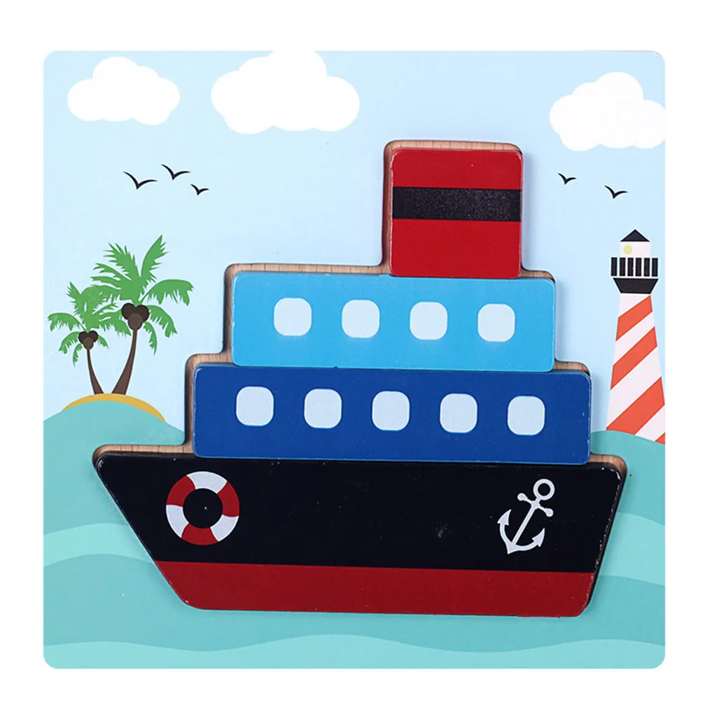 Early Educational Learning Wooden Puzzle Cartoon animal Manually Assemble Toy Games Jigsaw Baby Early funny gadgets #B