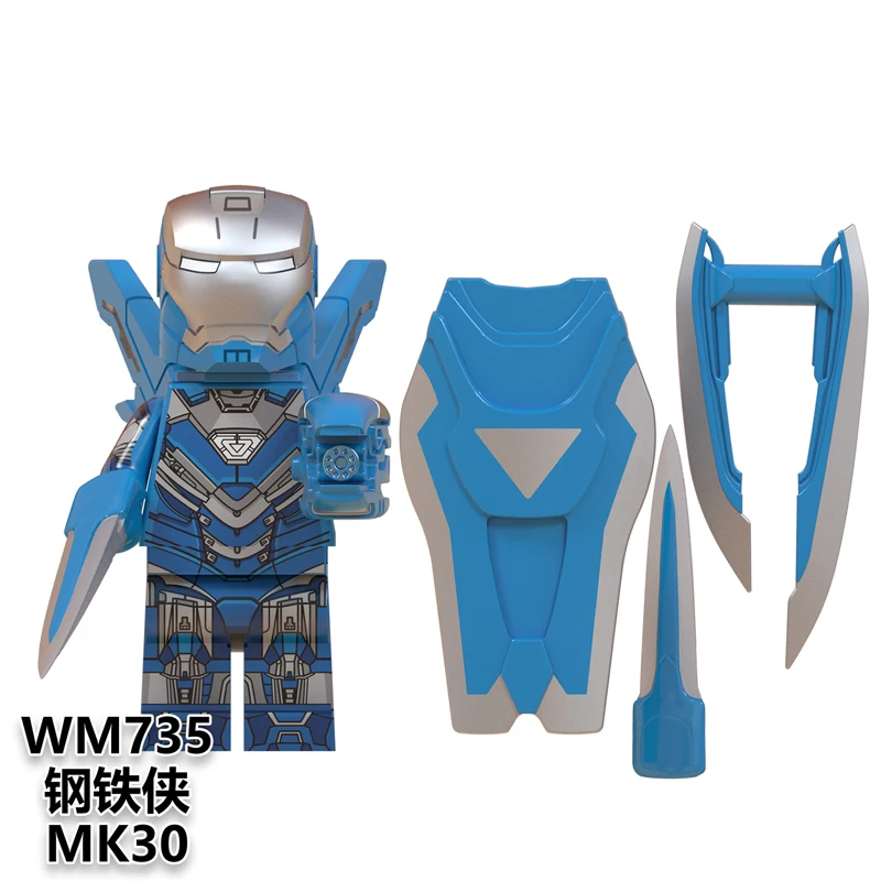 Железный человек строительные блоки Мстители эндгейм Tony stark MK21 MK36 MK1616 30 50 кирпичи подвижная фигурка-модель подарок детские игрушки WM6065 - Цвет: WM735