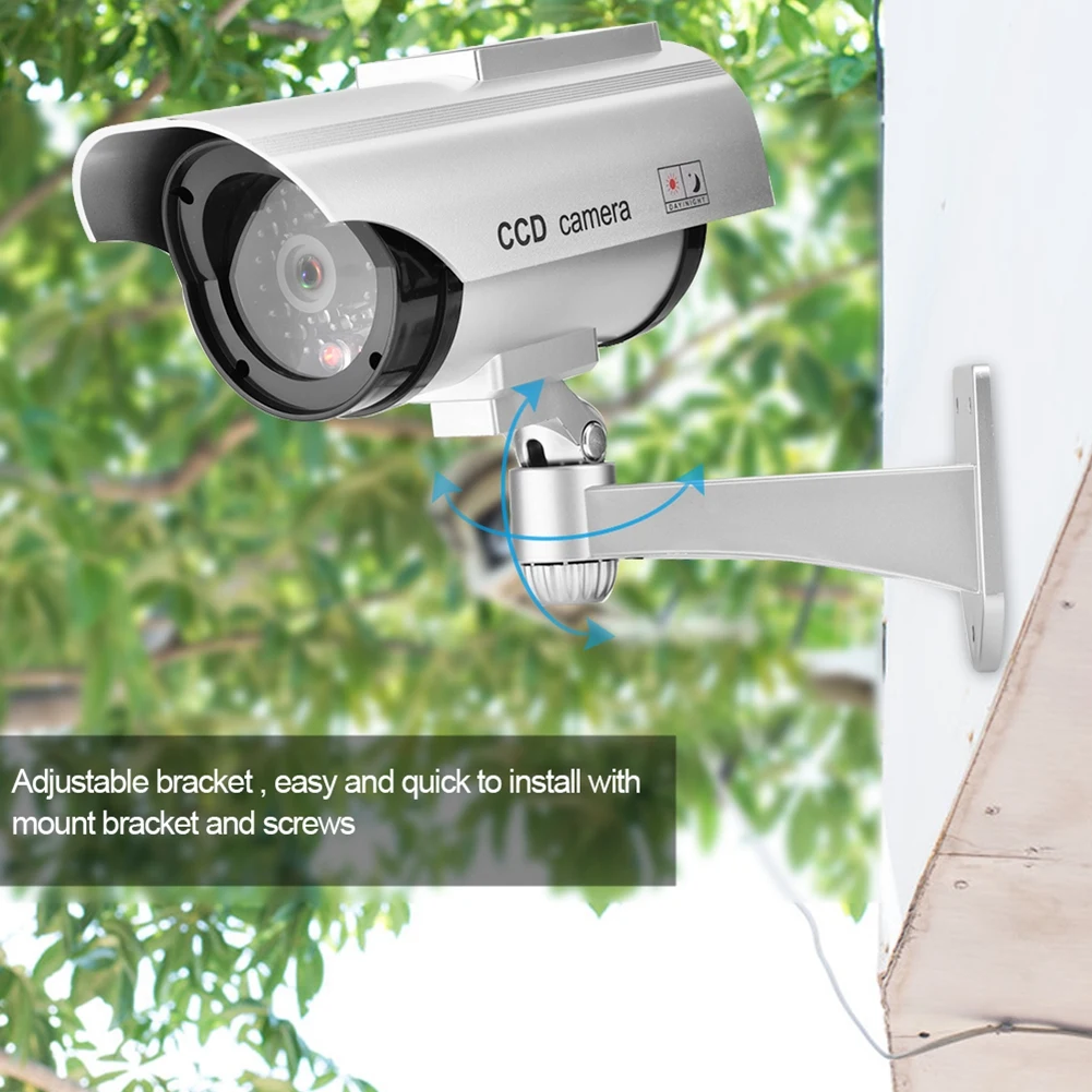 Солнечная энергия пустышка камеры водонепроницаемый CCTV безопасности Фальшивые Камеры с наклейка CCTV мигающий светодиодный свет