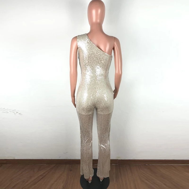 Spark Sequins, сексуальные женские комбинезоны с широкими штанинами,, косой воротник, элегантный, размера плюс, комбинезоны, открытая спина, вырезы, вечерние, Клубные, Комбинезоны