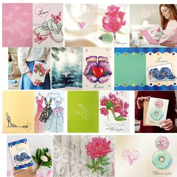

5D DIY Drills Diamond Painting Valentine Greeting Card Party Birthday Gifts Diamond Embroidery Cross Stitch Festival Greet Cards